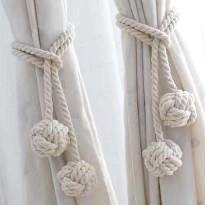 China Minimalist Macrame Curtain Tieback Curtain Tied Ball Handwoven Cotton Ties Hanging Ball For Bedroom Living Room Boho Decor Accessories for sale