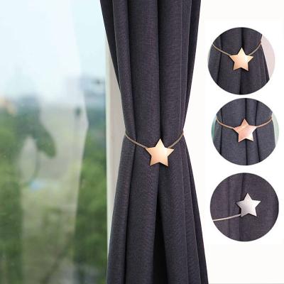 China 1Pcs Minimalist Star Pentagon Curtain Clip Free Punch Curtain Tieback Buckle Holder Metal Magnetic Curtain Ties Home Decorative Accessories for sale