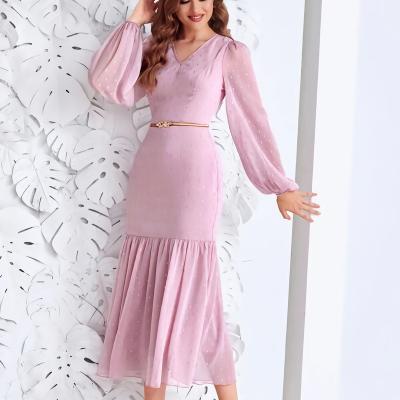 China Wholesale Anti-Static Elegant Dresses For Women Casual Ladies Dress Lantern Sleeve Casual Clothing Women Prom Luxury Dress for sale