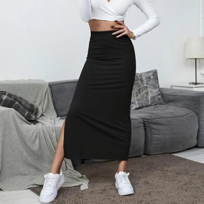 China New Arrival Fashion Maid Pencil Maxi Skirt Thigh Slit Office Skirt Women's Formal Work Breathable Sexy Solid Dresses for sale