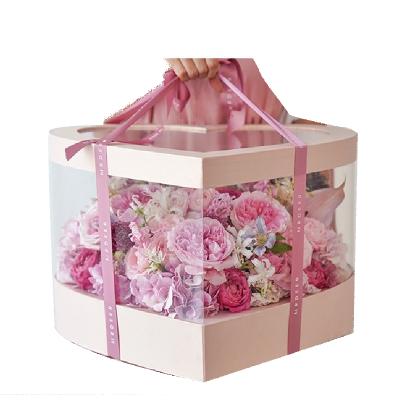 China Recycled Materials Heart Paper Box Custom Luxury Flower Box With Clear Lid for sale