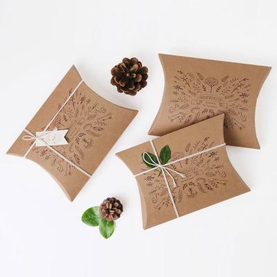 China Eco Friendly Recycled Materials Food Wedding Candy Pillow Kraft Paper Packaging Bag Box for sale