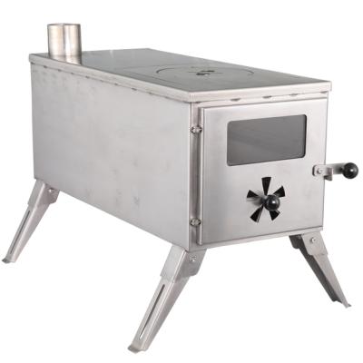 China Modern Popular Style 304 Stainless Steel Camping Stove With Freestanding Oven For Glamping Tents Stove for sale