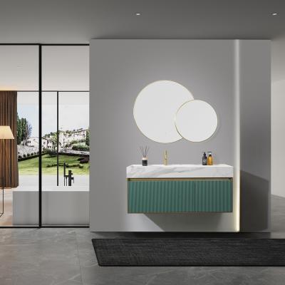 China Modern Seamless Built-In Basin Wall Hung Bathroom Vanity for sale