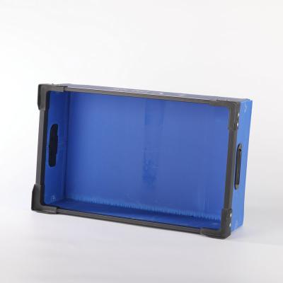 China Strong Frame Reusable Plastic Shipping Boxes Black Blue Plastic Crate Container  Moving Box for sale