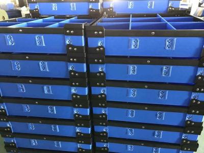 China Glossy Corrugated Plastic Crates Blue Smooth Partition Plastic Divider Box for sale