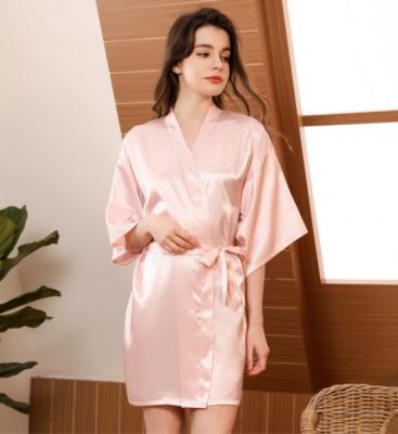 China Custom Design QUICK DRY Sleepwear New Fashion College Student Women Bride Party Satin Long Robe Women for sale