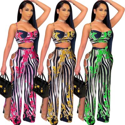 China New 2021 Summer 2 Piece Two Piece Bodycon Crop Bikini Top Fashionable QUICK DRY Top Pants Set Women Sets Skirt Two Piece Set for sale