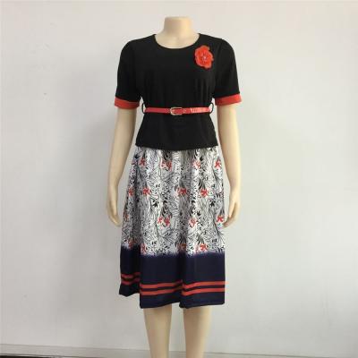 China Wholesale Anti-Static Print African Women Dress Short Sleeve O-Neck Women Dress Plus Size Dress Women for sale