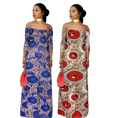 China Anti-wrinkle designer brand off-shoulder boubou african dress backless dress 2021 plus size dress for sale