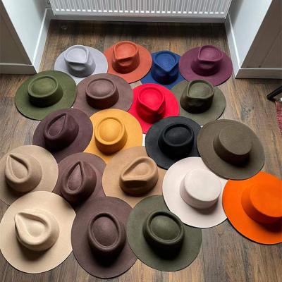 China Hot Selling Australian Image Winter Fashion 100% Wool Women Ladies Stiffness Brim Felt Fedora Hats for sale