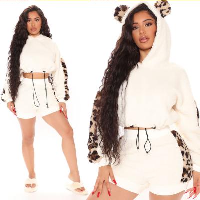 China 2022 Spring Fashion Hot Selling Viable Casual Women's Long Sleeve Suit Two Piece Hoodie Shorts Set for sale