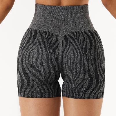 China 2022 seamless new peach leopard yoga shorts workout running shorts external wear increase sports skinny leggings women for sale