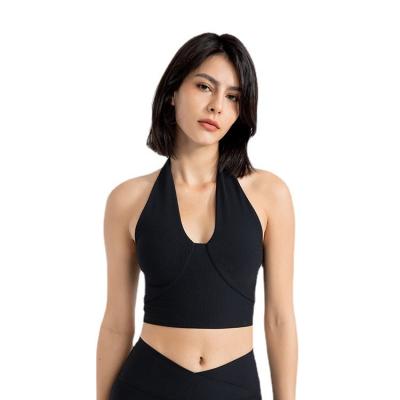 China QUICK DRY halter sports halter beauty fitness back underwear women vest skinny yoga clothes top for sale