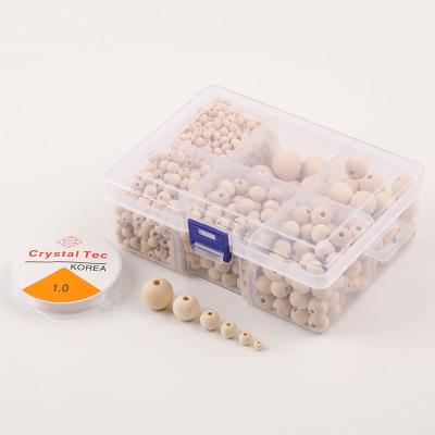 China DIY Unfinished Making Natural Wood Beads Multi Sizes A Spacer Box Unfinished Wooden Bead For Jewelry Making for sale