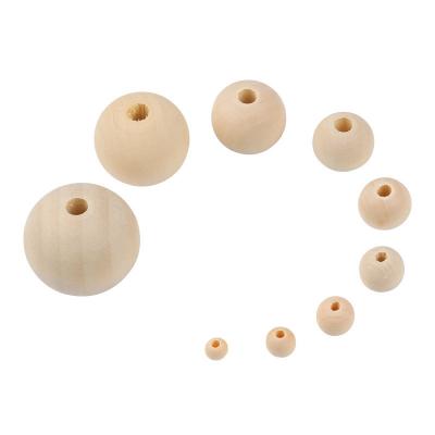 China DIY Making Unfinished Natural Wood Bead 10-30mm Natural Color Big Hole Unfinished Wooden Bead For Bracelet Finding for sale