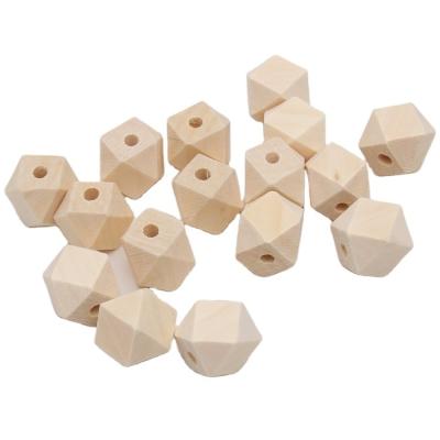 China DIY Unfinished Making Natural Wood Beads Wholesale Unfinished Hexagon Wooden Bead For Bag Jewelry Clothes Decoration Making for sale