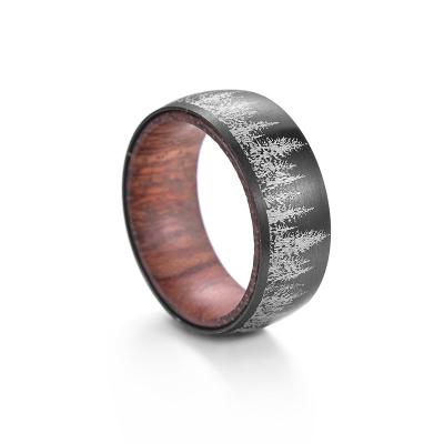 China New Ring Tree Laser Wood Couple Engagement Exquisite Wedding Rings for sale