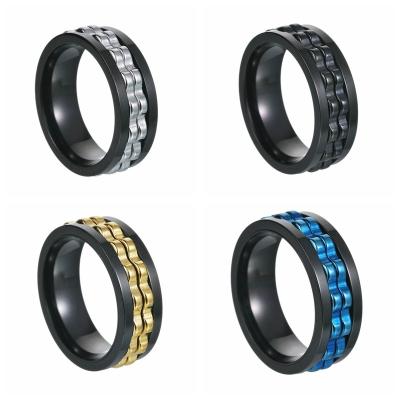 China New Fashion Jewelry Men's Cool Anti Worry Spinner Gear Wheel Ring for sale