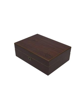 China Hot Sale Spanish Bronze Wood Key and Lock Cedar Wood Humidor Beech Rolling Tray Wooden Cigar Box With for sale