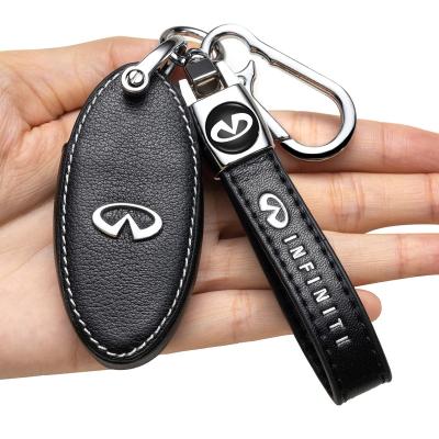 China Zinc Alloy Leather Key Fob Case Cover Key Holder for Infiniti g35 qx56 fx35 q50 g37 m35 qx60 i35 qx80 q60 Keyless Entry Remote Key case for sale