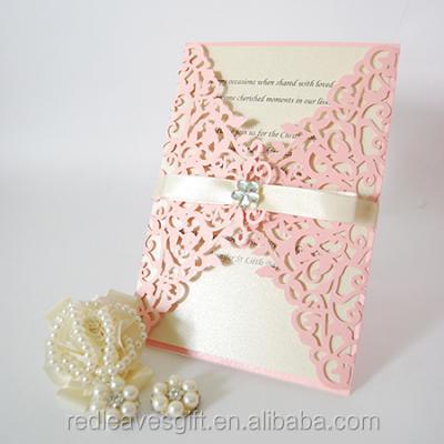 China Europe Pearl Paper Laser Cut Wedding Invitation Card Wedding Card for sale