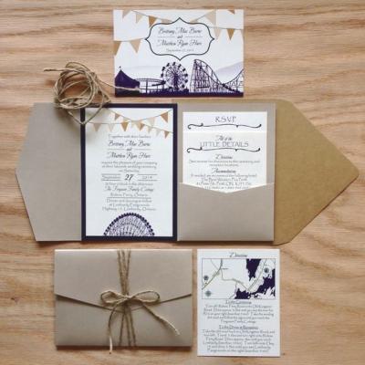 China Europe Pocket Style Wholesale Creative Laser Cut Invitation Cards Luxury Wedding Invitations for sale