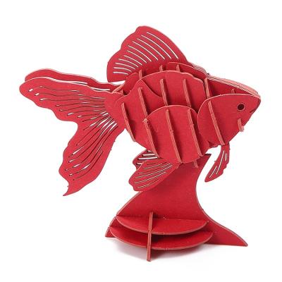 China DIY Practice Wholesale Handmade Craft Goldfish DIY Paper Animal Model Kids Intelligence 3d Puzzle for sale