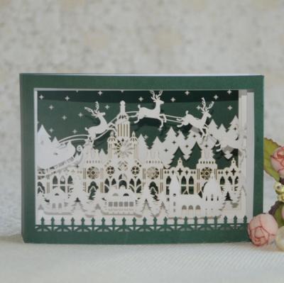 China Europe Custom Handmade Laser Cut 3d Paper Craft Pop Up Christmas Cards for sale