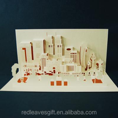 China Europe Paper Pearl Building Noise Custom Handmade 3d Greeting Card for sale