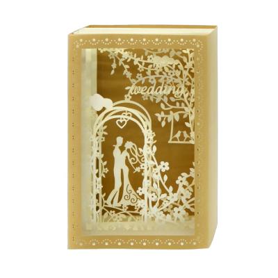 China China Handmade Paper Crafts 3d Pop Up Laser Cut Wedding Invitation Cards Stand Wedding Holiday Event Decorations for sale