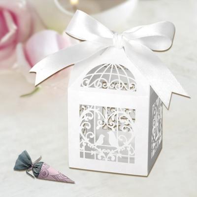 China Recyclable Love Bird Laser Cut Wedding Favors Guest Candy Box for sale