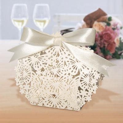 China Custom Europe Mini Paper Craft With Ribbon Favor Box Laser Cut Boxes for sale