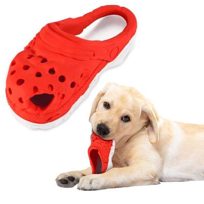 China 2022 Newest Viable Cute Dog Chew Tooth Hole Slippers Cleaner Toy Indoor Bite Resistant Interactive Toy For Puppies Non-Toxic Rubber for sale