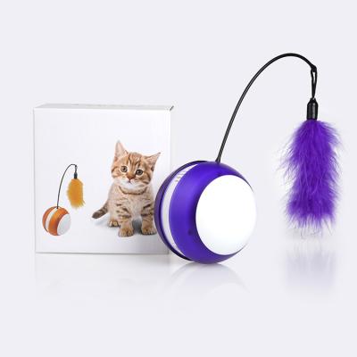 China Viable Hot Selling Interactive Cat Toy Flashing Lights Rolling Wicked Electric Rolling Ball Cat Teaser Toy for sale