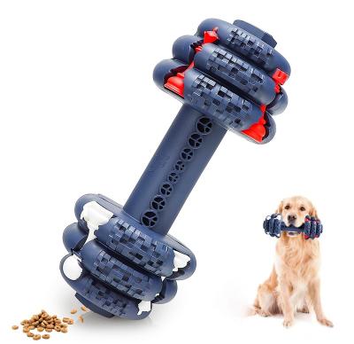 China Durable Teeth Clean Bite Heavy Duty Round Dumbbell Toys Rubber Indestructible Dog Toys Chew for sale