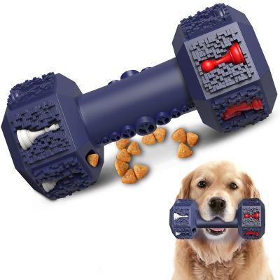 China Various Viable Promotional Goods Using Dumbbell Dog Chew Toy Outdoor Indestructible Natural Rubber Square Non-Toxic Pet Toy for sale