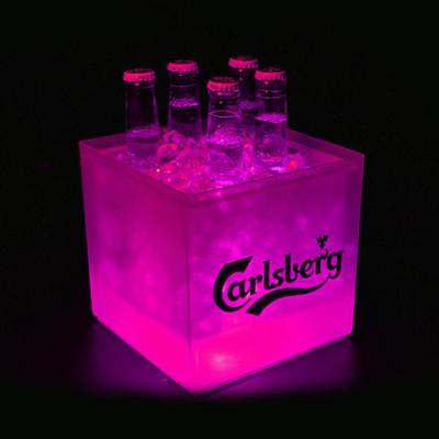 China Beverage Cooler Ice Bucket Color Changing LED Cooler Bucket Double Layer Square Bar Beer Ice Bucket for sale