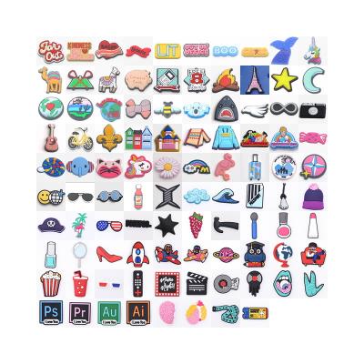 China Croc shoe charms Eco-friendly Custom Cartoon Logo Soft Rubber PVC Croc Shoe Charms for Shoes Accessories for sale