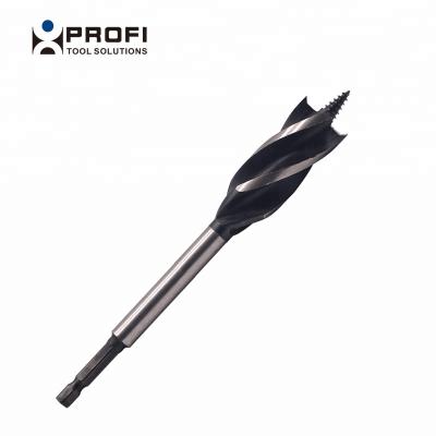 China Wood Fast Power Drilling 6 Times Quickly 1/4 Shank Four Flute Quick Change Auger Wood Drill Bit for sale