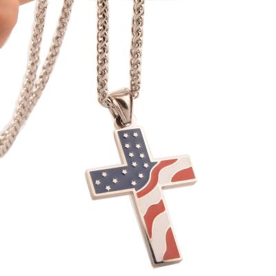 China Europe and America Polishing Titanium Steel Fast Delivery Hot Style Amazon HipHop Old Glory Stainless Steel Cross Pendant for sale