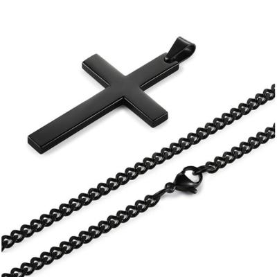 China Fast Delivery Approaching Various Size HipHop Stainless Steel Cross Polishing Titanium Steel Black Pendant Amazon Shiny Hot Seller for sale