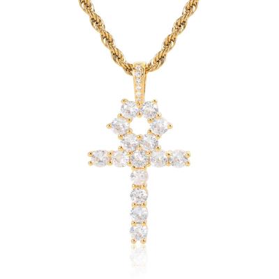 China Hot Hiphop Style in Anka Solid Zircon Braid Chain Micro Zircon Cross Necklace Inlay Necklace Europe and America HipHop Big for sale