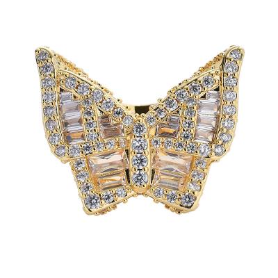 China New Hiphop Butterfly Zircon Ring Street Exaggerated Ring Hip Micro Hop Men's Fine Jewelry Ring for sale