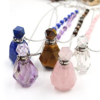 China China Natural High Quality Amethyst Perfume Bottles Rose Quartz Crystal Perfume Bottle Essential Oil for sale