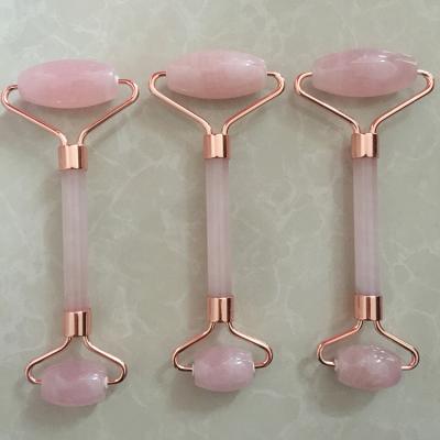 China Pink Anti Aging Facial Rose Quartz Jade Facial Roller for Face for sale