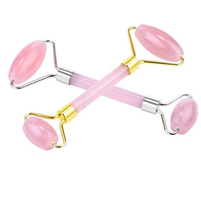 China Private Label Jade Stone Rose Pink Quartz Natural Anti Aging High Quality Jade Facial Roller OEM Best Selling Face Lift for sale