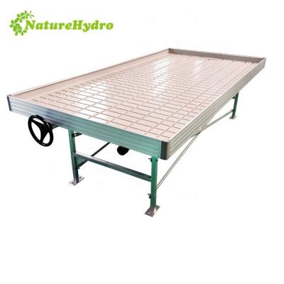 China Seedling Propagation and Growing Greenhouse Farm Ebb and Flow Flood Drain Table Hydroponic Rolling Bench for sale