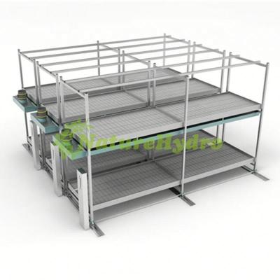 China Stable Structure Easily Assembled Mutilayer To Rack Ebb And Flow System Ascending Vertical Multilevel Rolling Bench for sale