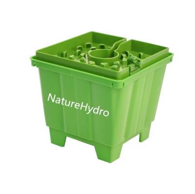 China 6 Inch Modern Hydroponic Plastic Green Cube Pot Rockwool Grow Cap Drip Tray for sale